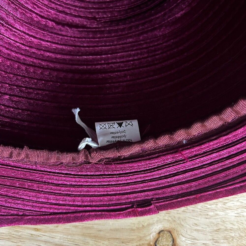 Vintage Style Burgundy Church Hat Women Kentucky Derby Satin Bow Mesh Brim - Picture 7 of 8